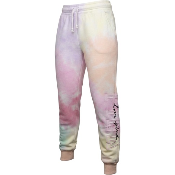 PINK Victoria's Secret Pants - Victoria Secret PINK Tie Dye Joggers Pastel Love Pink Logo Sweatpants Small Y2K